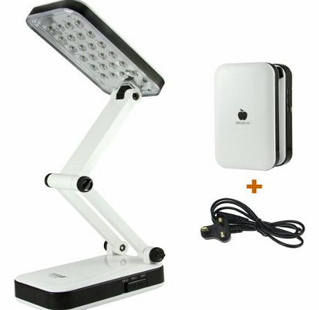 [Official Shop] BXT Portable Desk Lamp 2 Watts 24 LEDs Daylight Night Reading Lamp,Computer Lamp,2 Gears ON/OFF Bright / Weak Light Adjutable(LED-666 Desk Lamp, White)